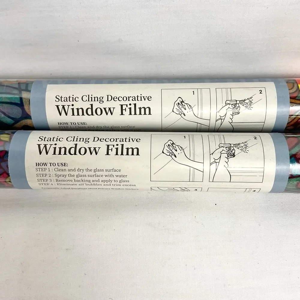 Decorative Window Film Stained Glass Static Cling 2 Rolls New Privacy
